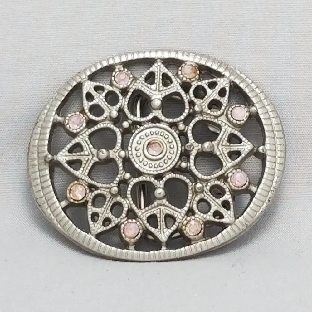 Vintage Belt Buckle‎ Women's Small Western Victorian Rhinestones Art Deco